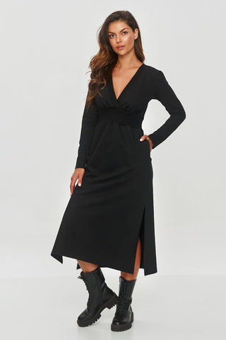 Makadamia V-Neck Long Sleeve Sweatshirt Midi Dress