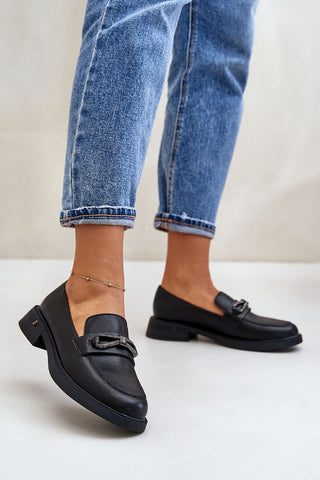 Step In Style Bow Accent Leather Moccasins In Black