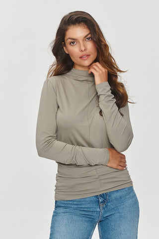 Makadamia Front Seam Turtleneck Long Sleeve Top