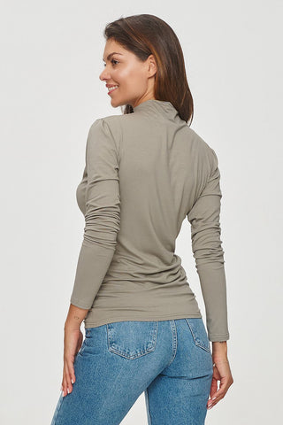 Makadamia Front Seam Turtleneck Long Sleeve Top