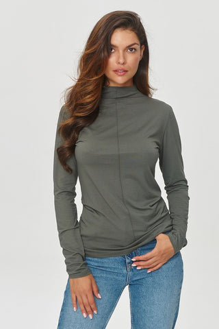 Makadamia Front Seam Turtleneck Long Sleeve Top