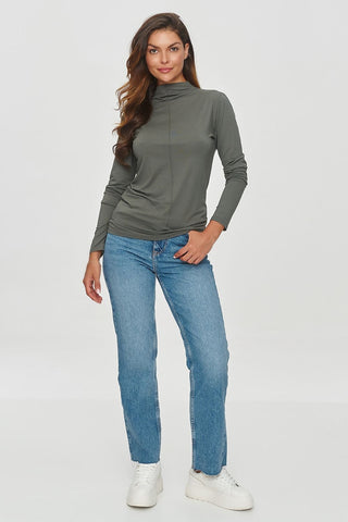 Makadamia Front Seam Turtleneck Long Sleeve Top