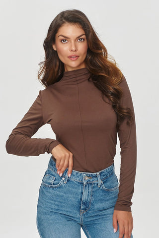 Makadamia Front Seam Turtleneck Long Sleeve Top