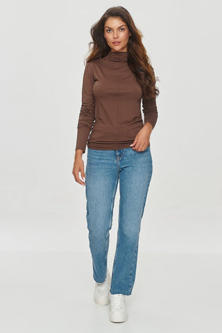 Makadamia Front Seam Turtleneck Long Sleeve Top