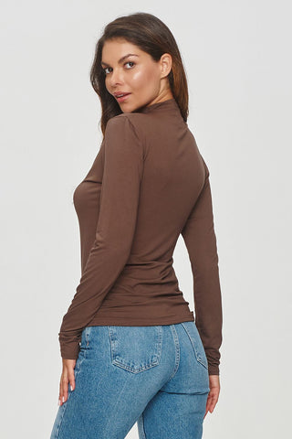 Makadamia Front Seam Turtleneck Long Sleeve Top