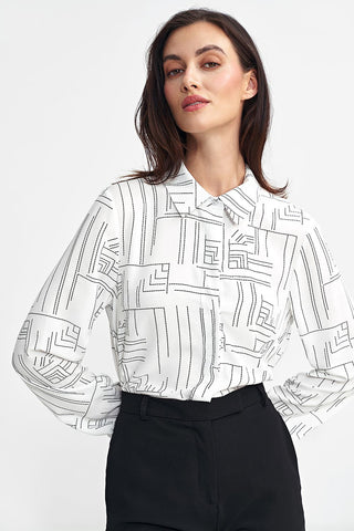 Nife Modern Line Work Long Sleeve Shirt