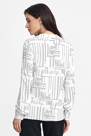 Nife Modern Line Work Long Sleeve Shirt