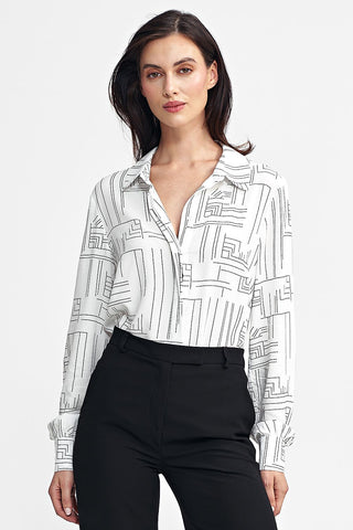 Nife Modern Line Work Long Sleeve Shirt