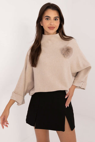 Factory Price Pom Pom Mock Neck Sweater