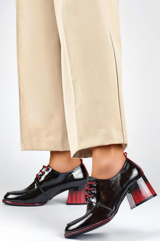 PRIMO Contrast Heel Leather Loafers