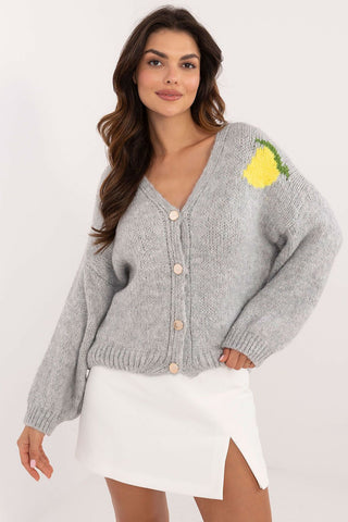 Italy Moda Limoncello Cardigan In Grey