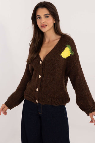 Italy Moda Limoncello Cardigan In Brown