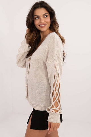 Italy Moda Lattice Sleeve Cardigan