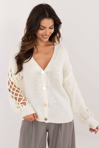 Italy Moda Lattice Sleeve Cardigan