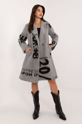 Italy Moda Graphic Print Wool Blend Pea Coat