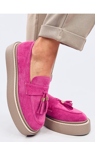 Inello Bossy Babe Suede Moccasins In Hot Pink