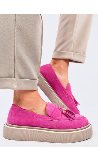 Inello Bossy Babe Suede Moccasins In Hot Pink