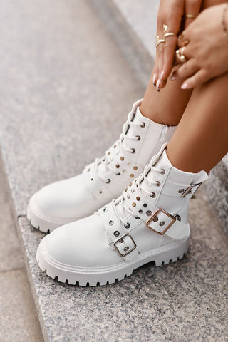 Step In Style Alt Girl Buckle Boots In White