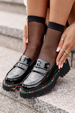 Step In Style Rainbow Soul Leather Moccasins In Black