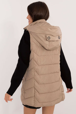 Factory Price Fashion NY Buttoned Hood Long Quilted Vest