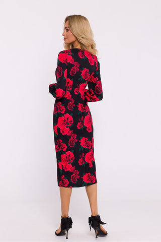 Moe Floral Square Neck Long Sleeve Midi Dress