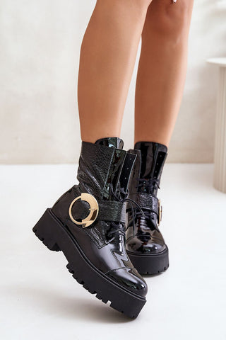 Step In Style Gold Buckle Luxe Leather Ankle Boots