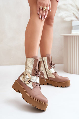 Step In Style Gold Buckle Luxe Leather Ankle Boots