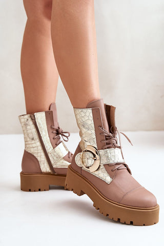 Step In Style Gold Buckle Luxe Leather Ankle Boots