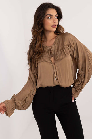 Och Bella Ruffled Long Sleeve Blouse