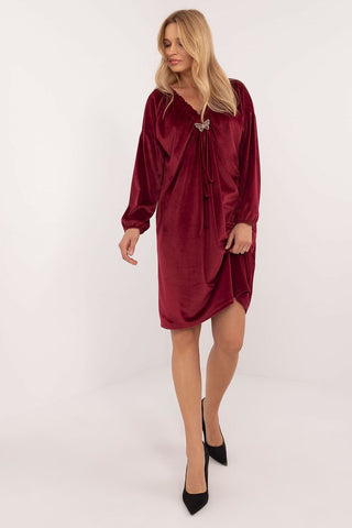 Italy Moda Velvet Butterly Charm Long Sleeve Mini Dress