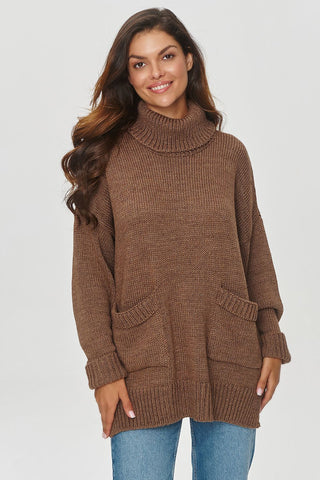 Makadamia Front Pocket Loose Fit Turtleneck Sweater