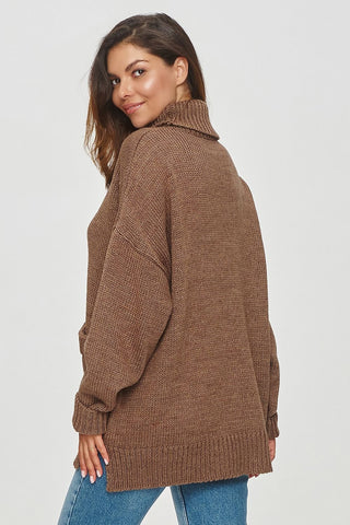 Makadamia Front Pocket Loose Fit Turtleneck Sweater