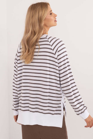 Relevance Side Slit Striped Modal Long Sleeve Top