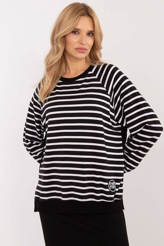 Relevance Side Slit Striped Modal Long Sleeve Top