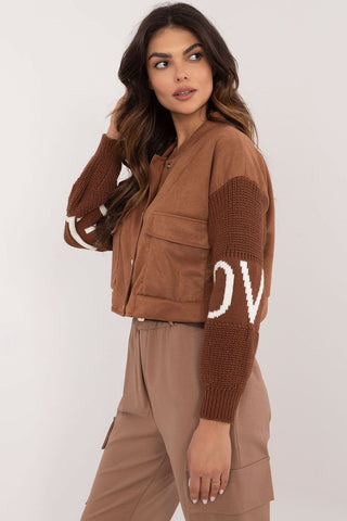 Italy Moda Urban Love Knit Sleeve Cropped Jacket