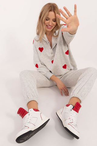 Factory Price Queen Of Hearts Two Piece Sweat Lounge Set