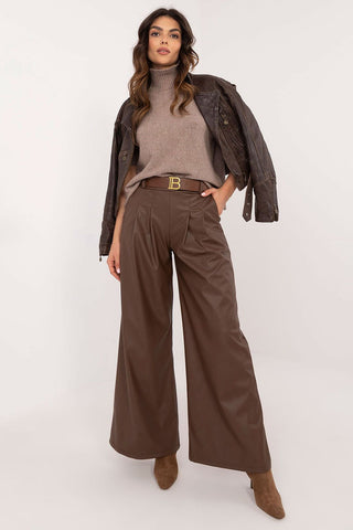 Italy Moda Wide Leg Faux Leather Trousers