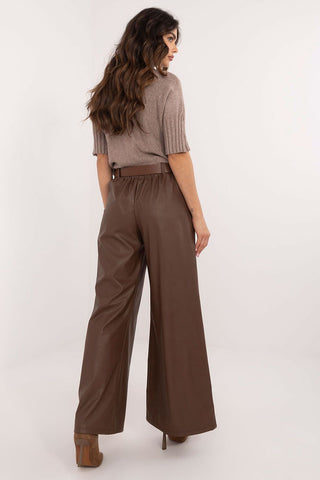 Italy Moda Wide Leg Faux Leather Trousers