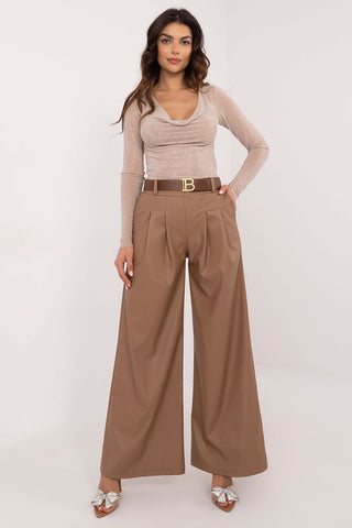 Italy Moda Wide Leg Faux Leather Trousers