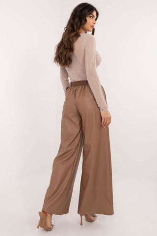 Italy Moda Wide Leg Faux Leather Trousers