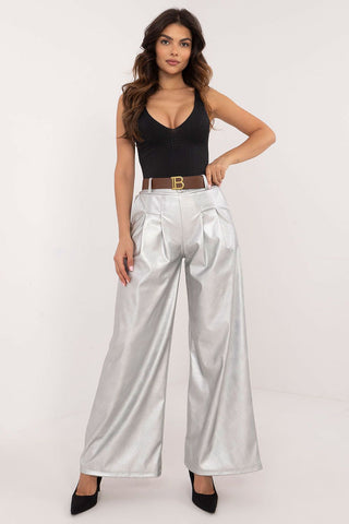 Italy Moda Wide Leg Faux Leather Trousers