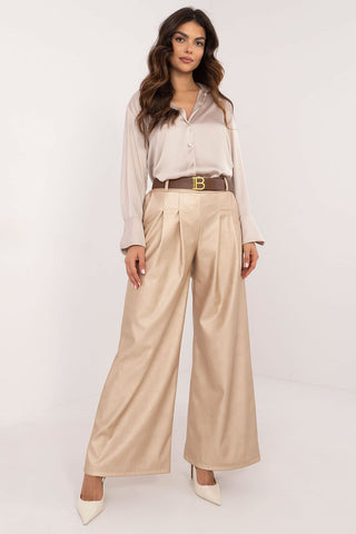 Italy Moda Wide Leg Faux Leather Trousers