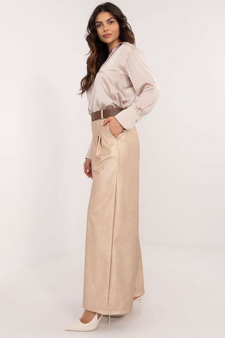 Italy Moda Wide Leg Faux Leather Trousers