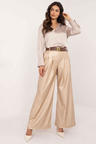 Italy Moda Wide Leg Faux Leather Trousers