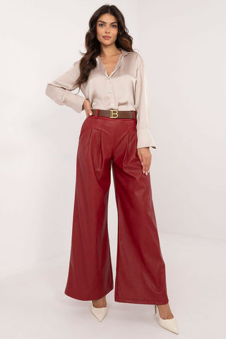 Italy Moda Wide Leg Faux Leather Trousers