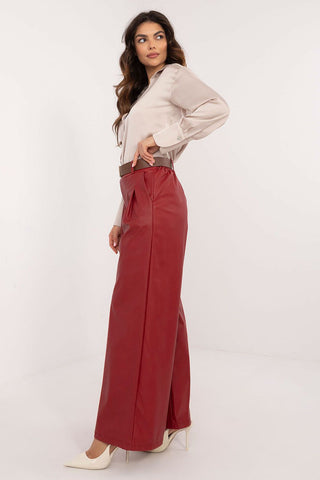 Italy Moda Wide Leg Faux Leather Trousers