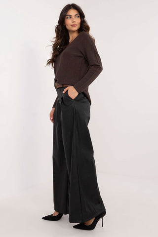 Italy Moda Wide Leg Faux Leather Trousers