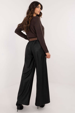 Italy Moda Wide Leg Faux Leather Trousers