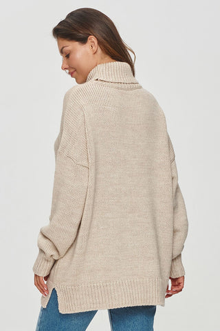 Makadamia Front Pocket Loose Fit Turtleneck Sweater