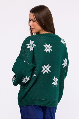 Moe Merry Holiday Snowflake Pattern Sweater